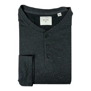 Billy Reid Gray White Flecked Cotton Stretch Mens L/S Henley Size 2XL XXL